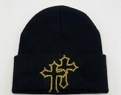 Gethsemane Black rhinestone cross beanie