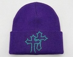 Bishop Royal Purple rhinestone cross beanie