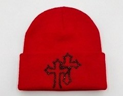 Sacred Heart Crimson Red rhinestone cross beanie