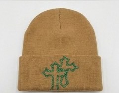 Pilgrim Camel Tan rhinestone cross beanie